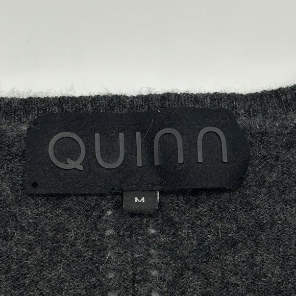 Quinn Women's Size Medium Gray & Black Cashmere Silk Crewneck Pullover Sweater - Picture 4 of 9